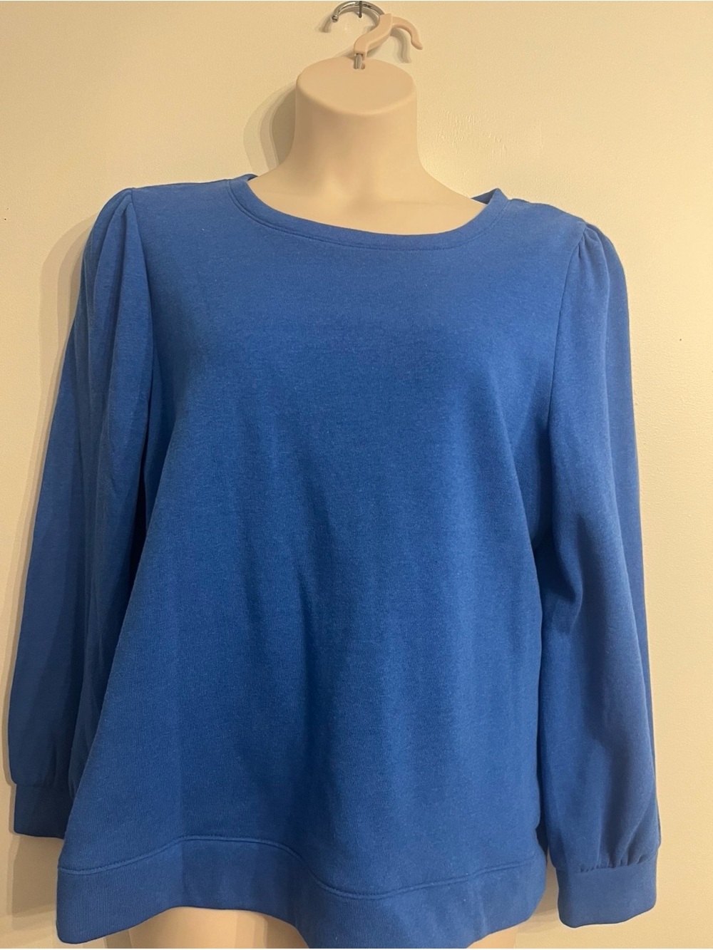Talbots Royal Blue Long Sleeve Puff-Shoulder Sweatshirt